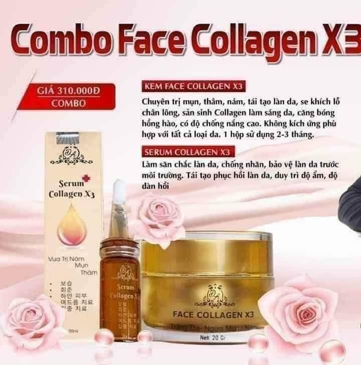 [Hcm]Combo Face Collagen X3(Kem Face+Serum)