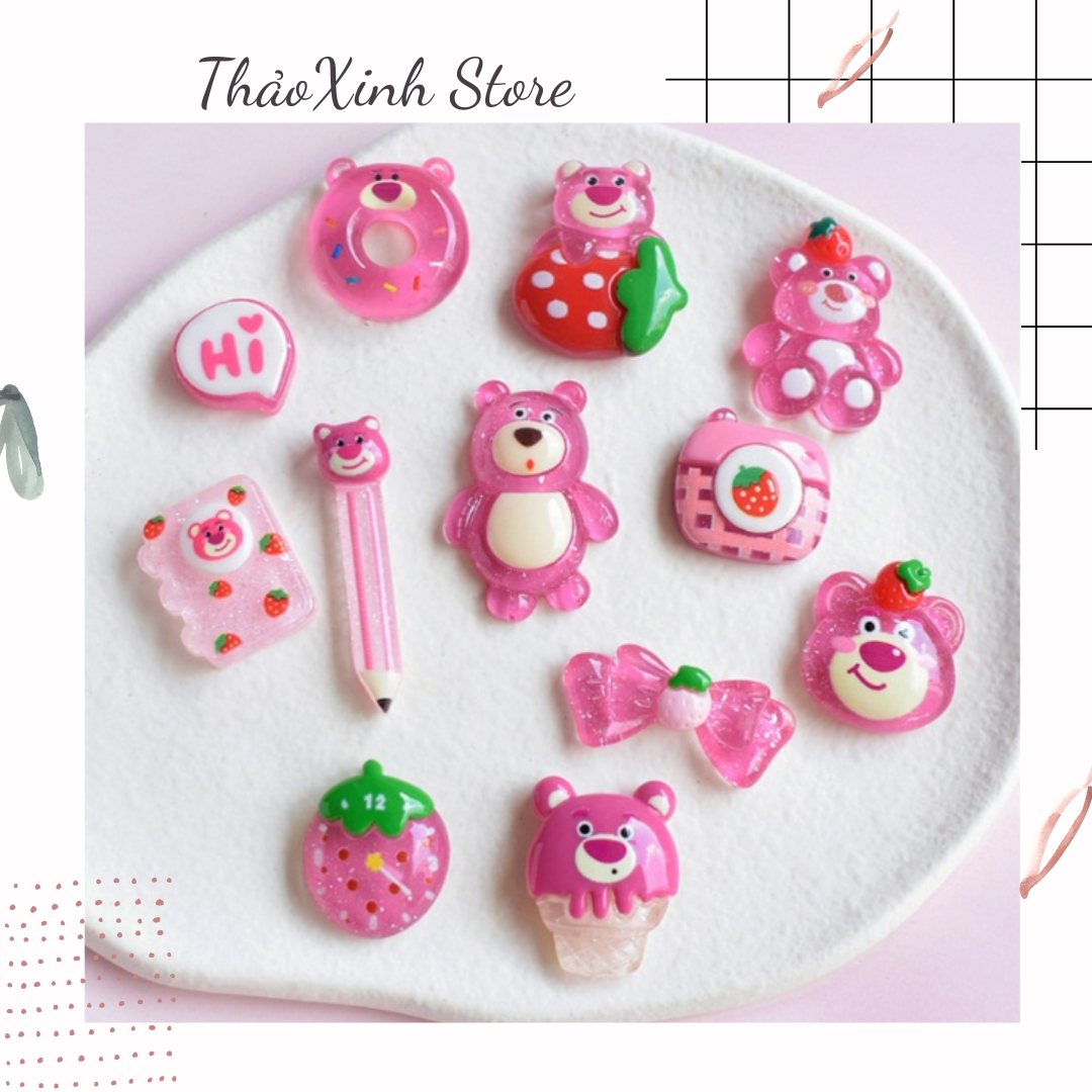 Set 50 charm gấu trong phụ kiện kẹp tóc