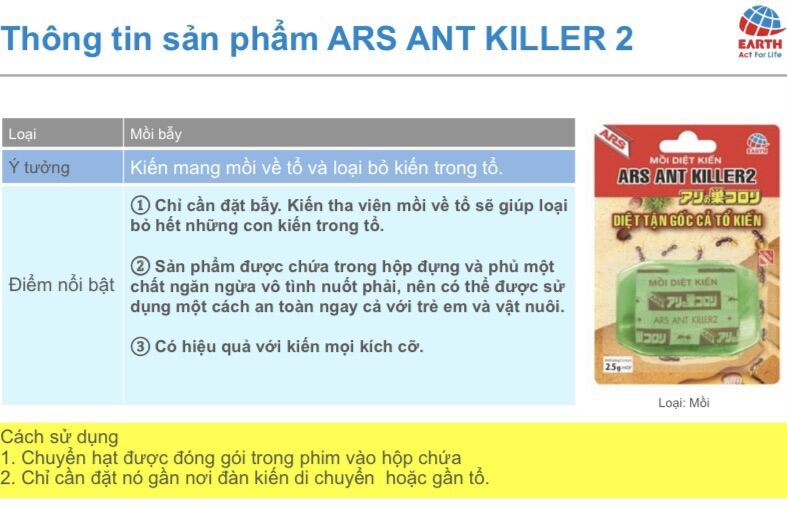 Mồi diệt kiến ars ant killer 2 diệt kiến tận gốc bẫy dẫn dụ kiến hàng nhập - ảnh sản phẩm 5