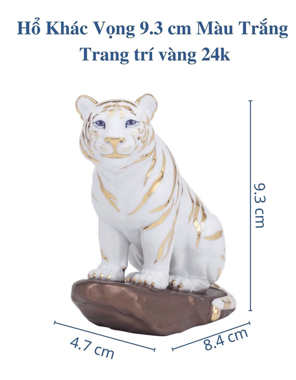 Tượng Hổ Khát Vọng 9.3 cm Trang trí Vàng 24K Nhiều Màu dùng trang trí nhà cửa, nội thất, tặng quà tết