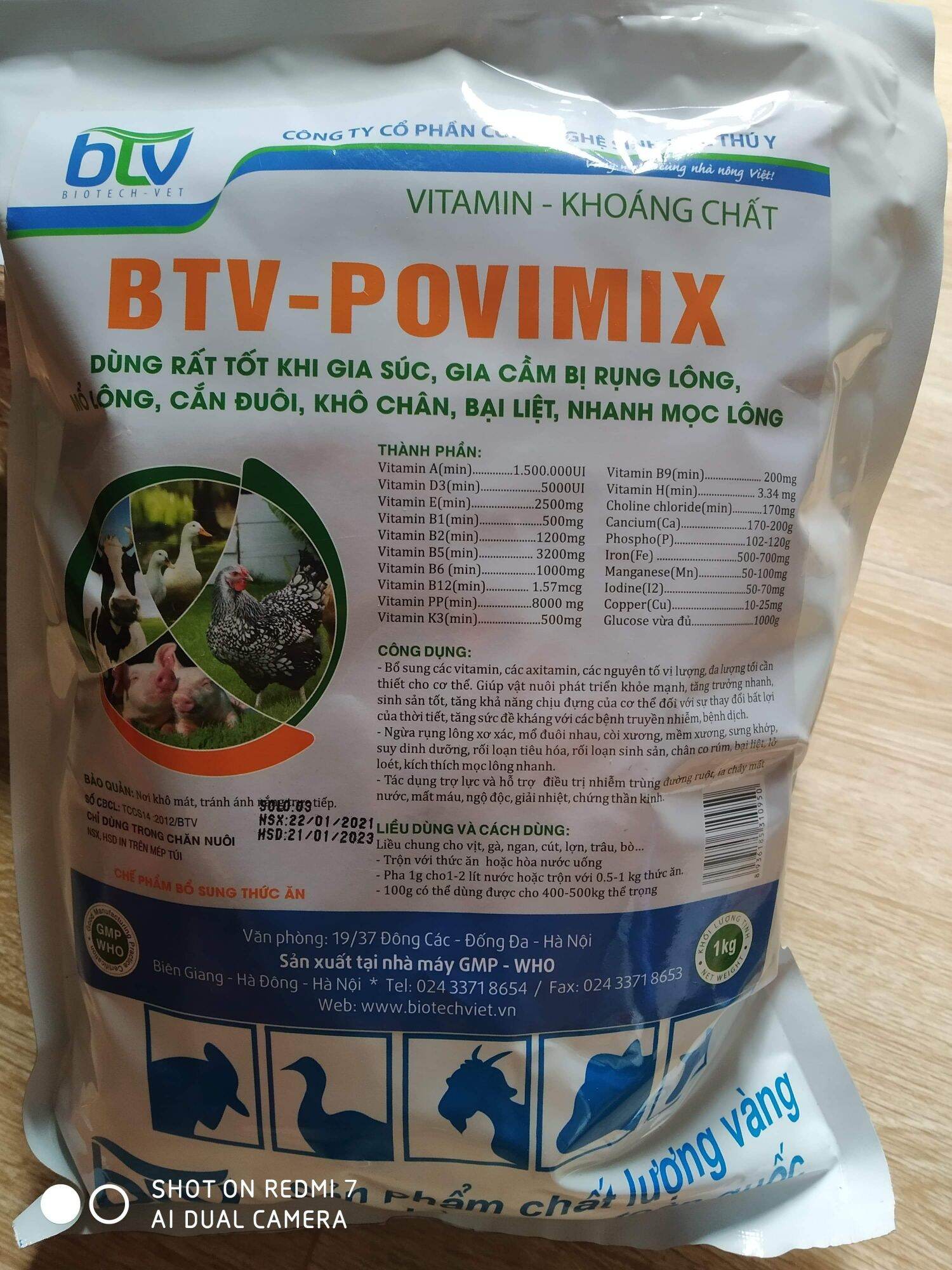 Nhanh mọc lông, chống cắn mổ 1kg -Povimix