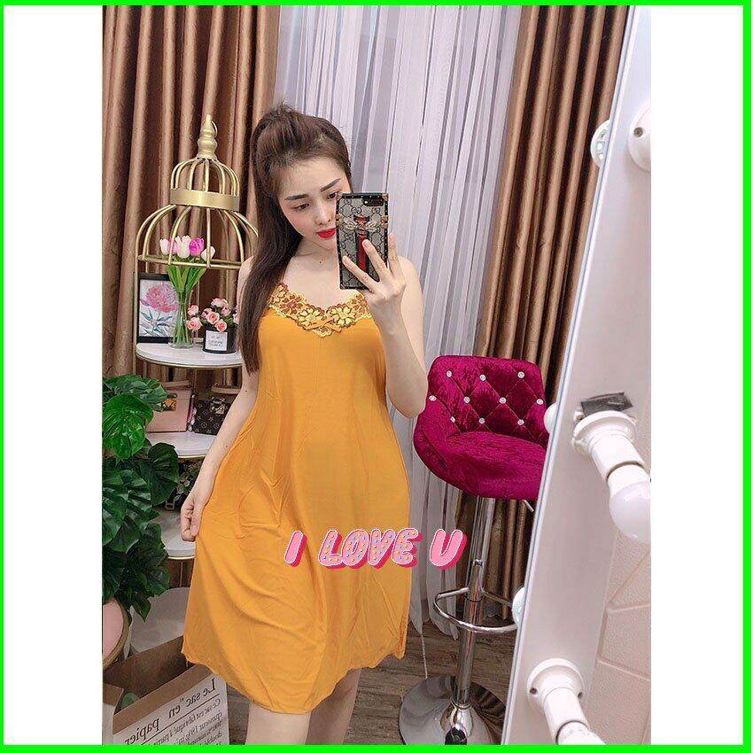 Lace Elastic Two-Strap Nightgown A76
