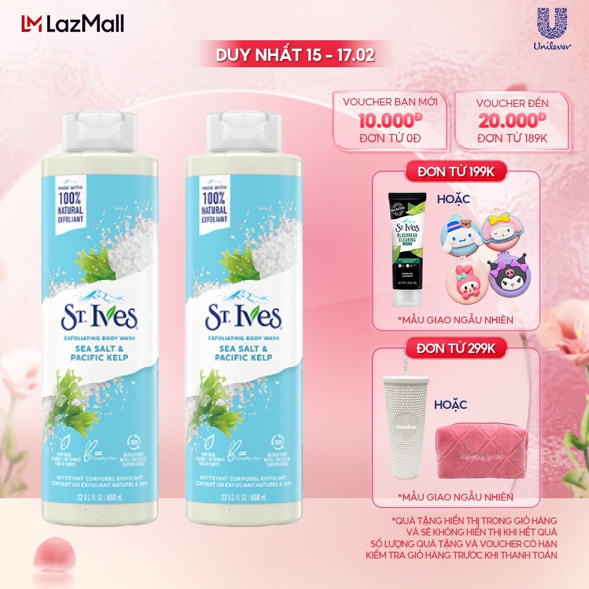 Combo 2 chai Sữa tắm dưỡng da St.Ives Muối biển 650ml