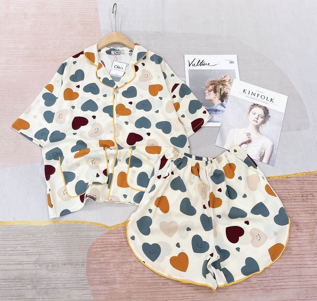[HCM]Đồ bộ pijama bò sữa mặc nhà lụa latin satin mango