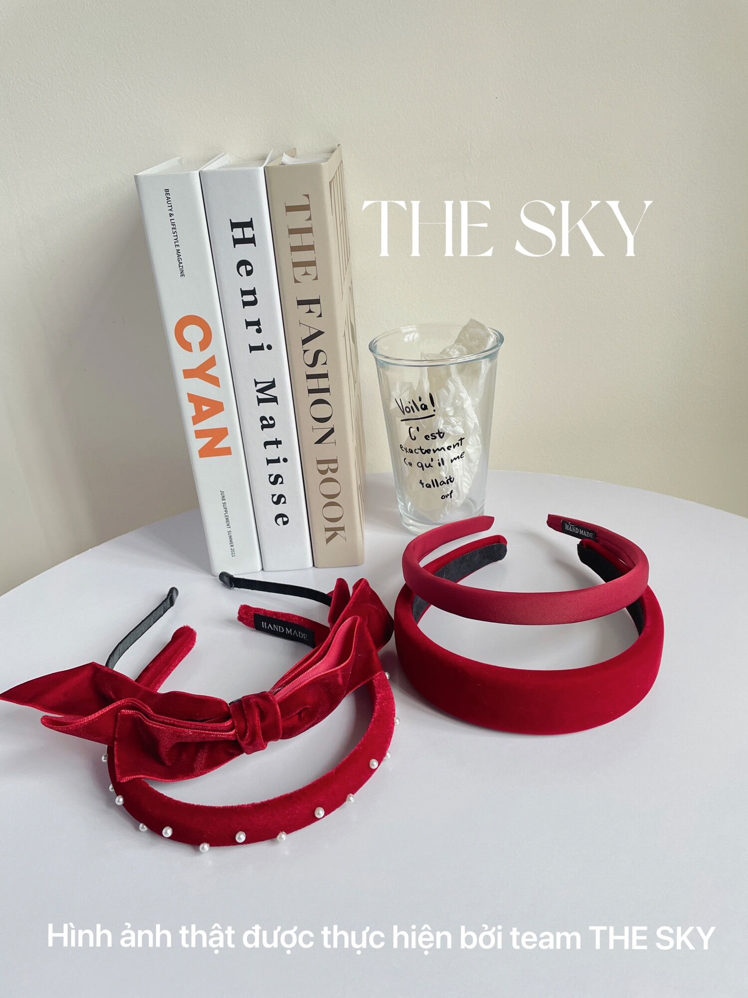 Cài tóc/ bờm tóc màu đỏ phù hợp đi tiệc lễ tết thesky accessories