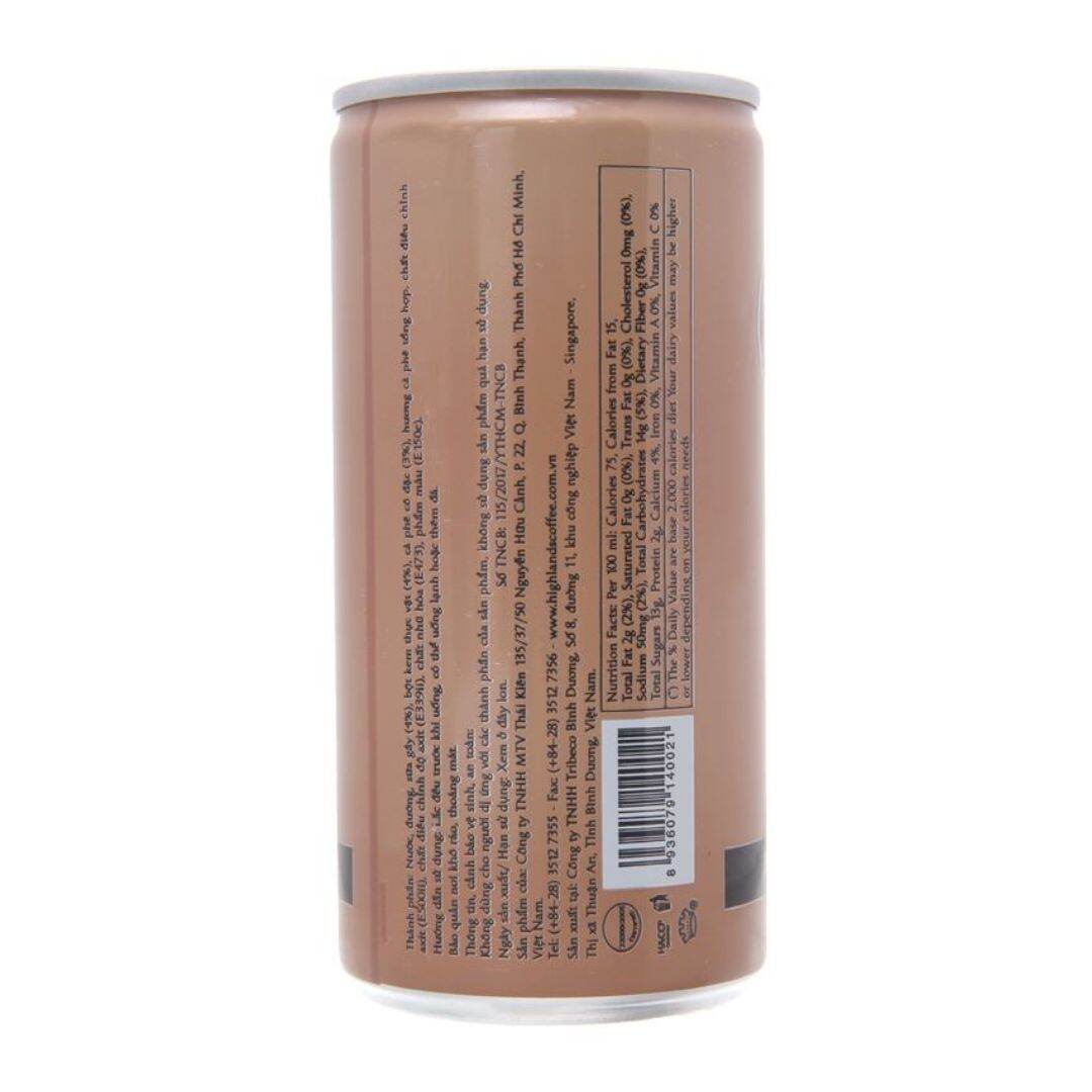 Thùng 24 lon Cà phê sữa Highlands Coffee 185ml / lon (24 lon x 185ml)