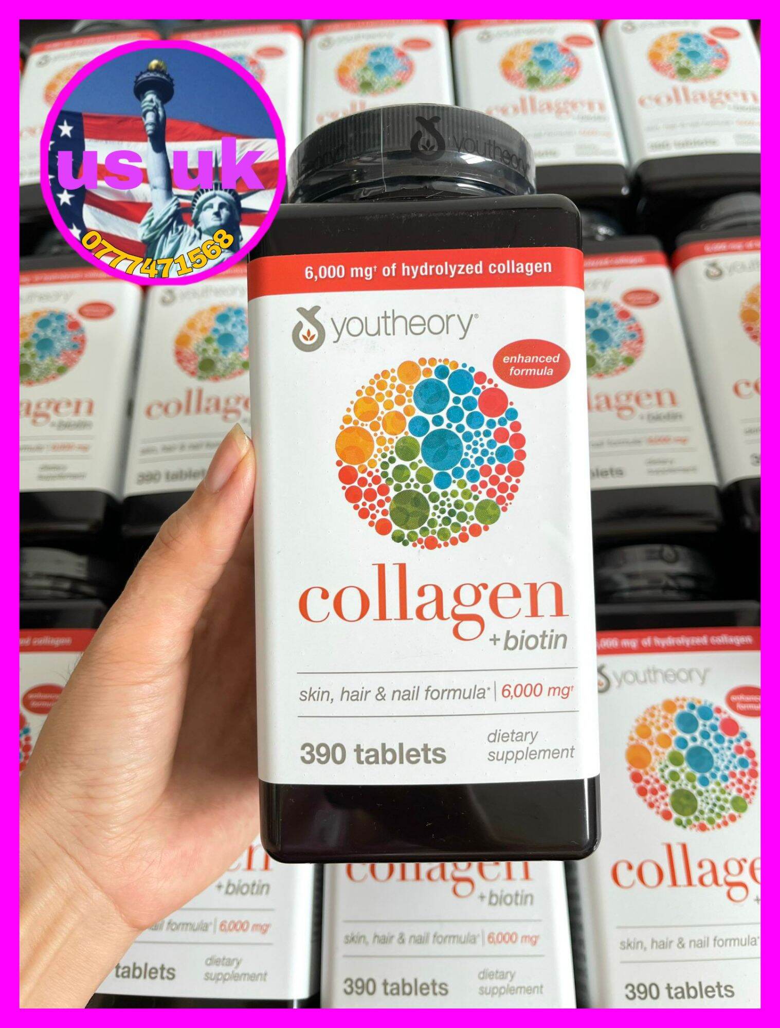 Collagen 390 viên collagen Youtheory Advanced Type 1,2&3