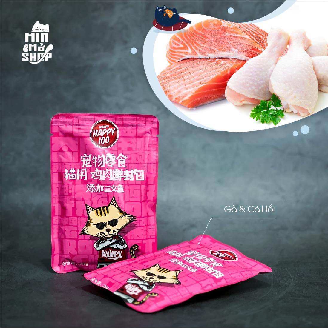 (Combo 10-20-30)Pate Wanpy Happy 100 cho mèo gói 70g