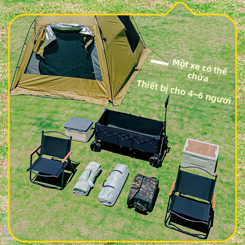 Electric Camping Cart Folding Handcart 4-Wheel Dual Motor - 5