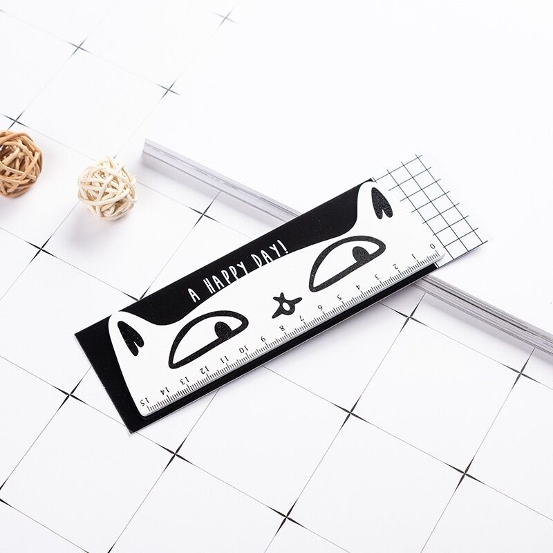 Thước kẻ gỗ dài 15cm hình mèo mắt to