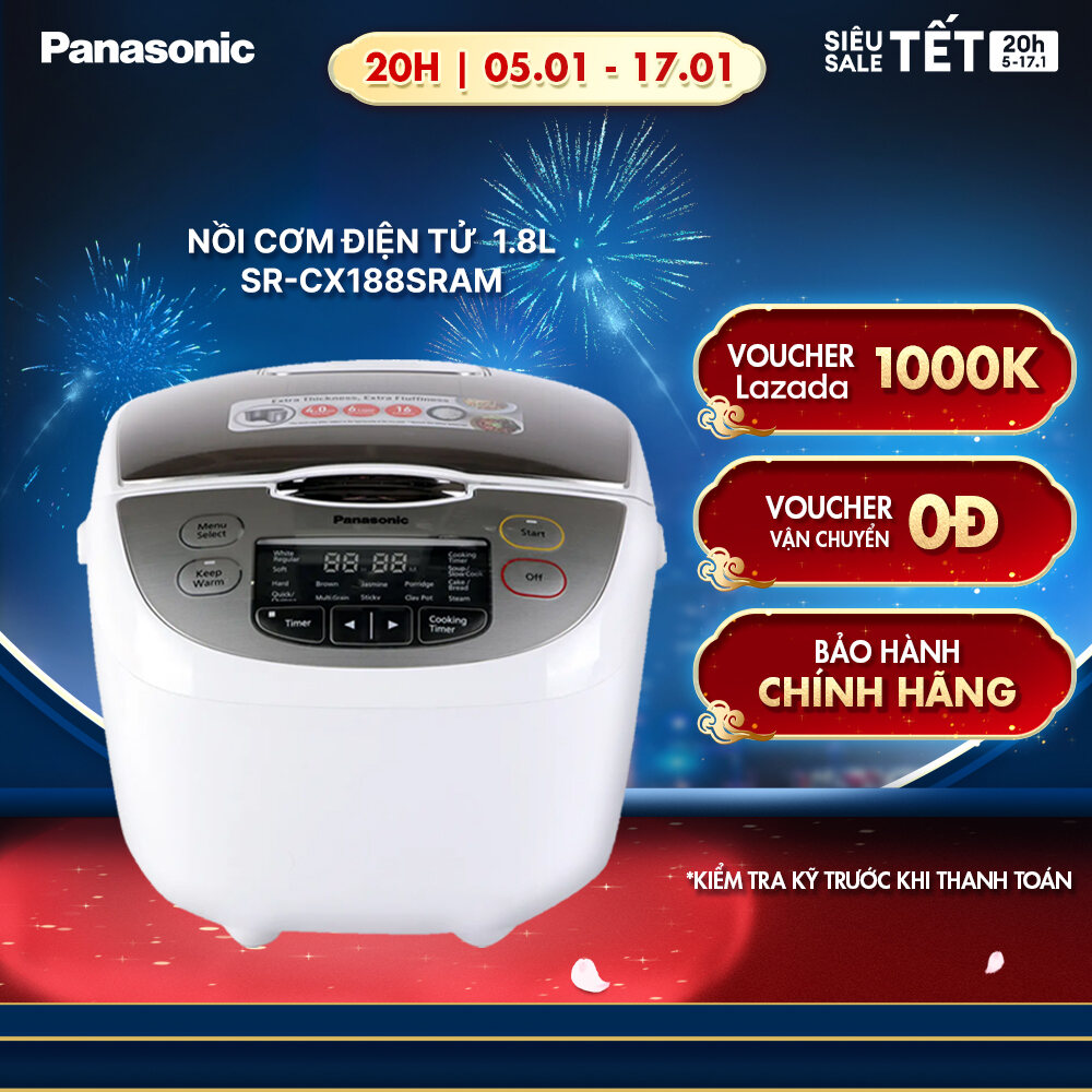 [Trả góp 0%] Nồi cơm điện tử Panasonic SR-CX188SRAM 1.8 lít - Hàng chính hãng - Trắng