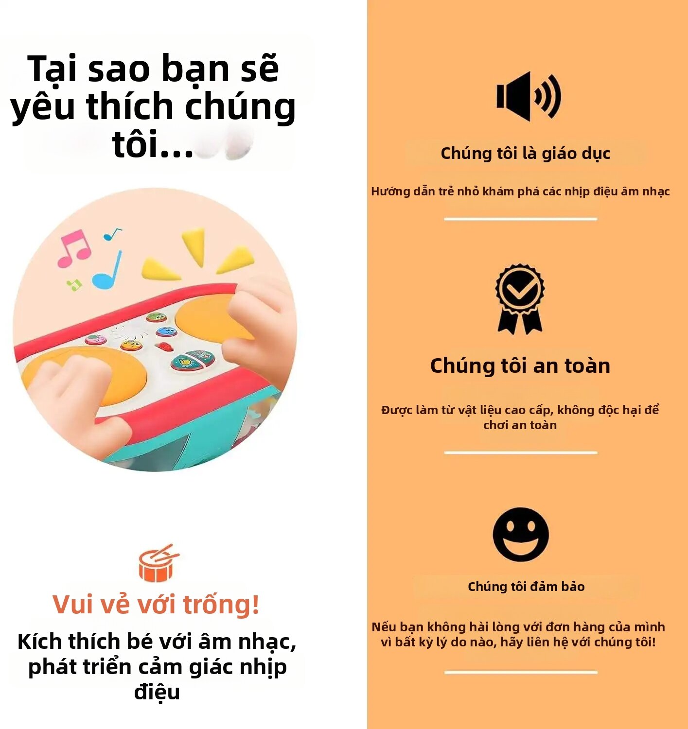 Đồ Chơi Âm Nhạc Đa Chức Năng Cho Trẻ Em Trống Điện Tử Chơi Bằng Tay Có Đèn Nhấp Nháy & Hiệu Ứng Âm Thanh Để Bé Chơi Phát Triển Vận Động