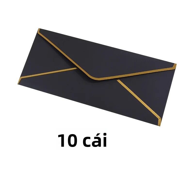 10 Chiếc Phong Bì Màu Đen Cao Cấp Có Chữ Mời Viền Vàng - Phong Bì Giấy Chất Lượng Cao Cấp Dành Cho Doanh Nghiệp Và Sử Dụng Cá Nhân