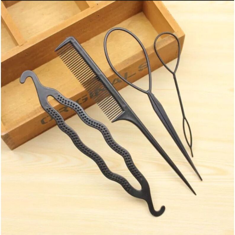 Set 4 món dụng cụ tạo kiểu tóc đa năng búi tóc củ tỏi
