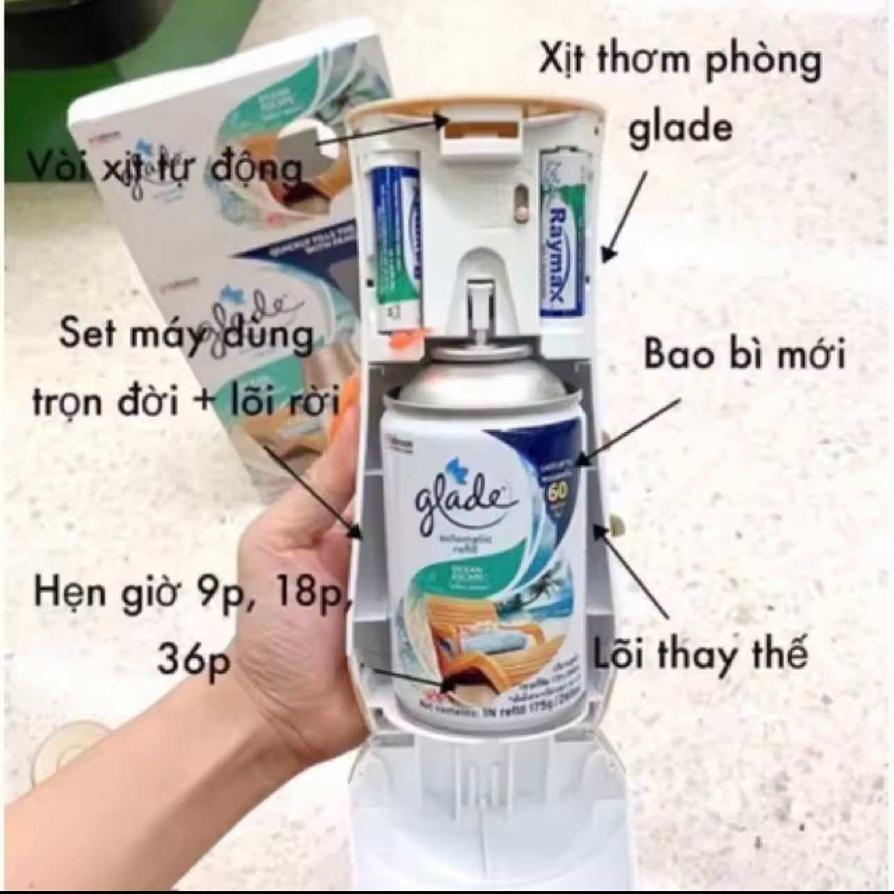 Lõi Xịt thơm phòng Glade có kèm Máy.