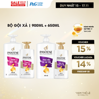 Combo Dầu Gội PANTENE Pro-Vitamin Ngăn Rụng Tóc/ Phục Hồi Hư Tổn/ Suôn Mượt Óng Ả Chai 900ML + Dầu Xả PANTENE Pro-Vitamin Ngăn Rụng Tóc/ Phục Hồi Hư Tổn/ Suôn Mượt Óng Ả Chai 650ML