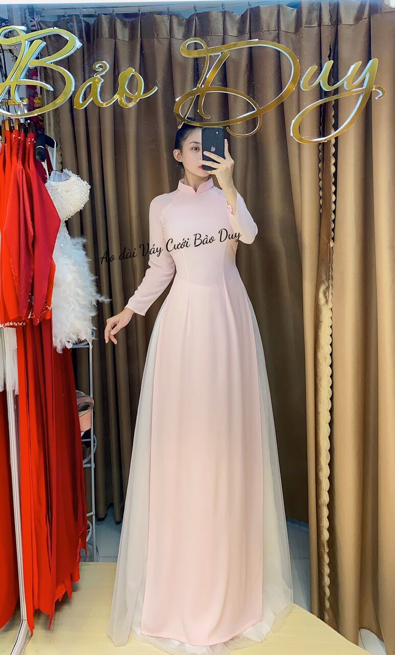 Áo dài lễ tân trơn 4 tà nhiều màu có bigsize