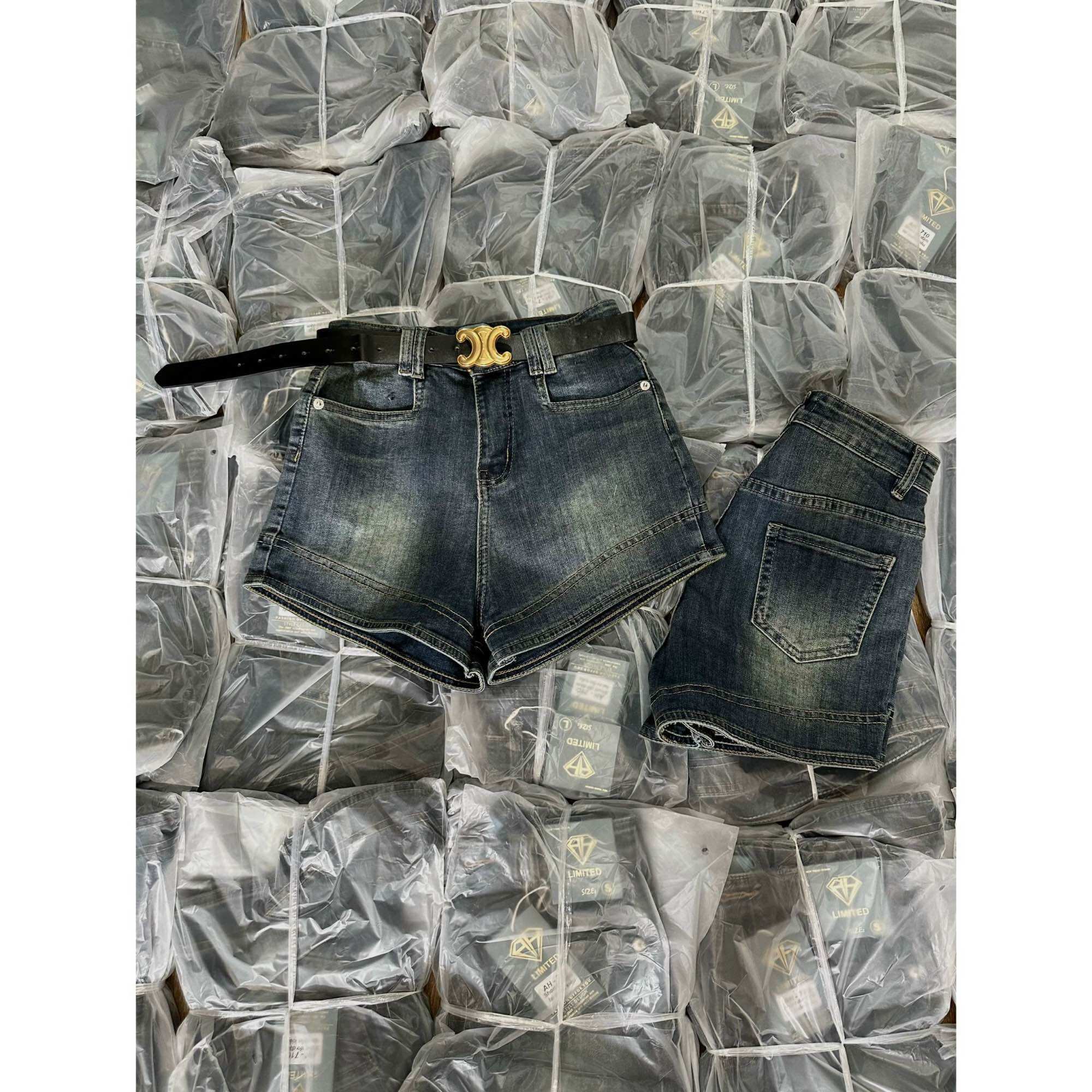 (Hình thật sản phẩm )quần short jeans lưng cao co dãn