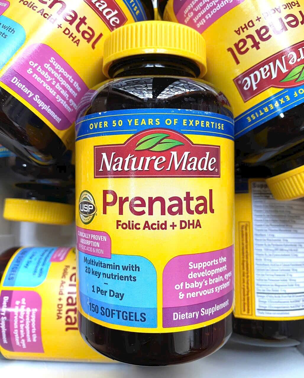 Bổ bầu Prenatal Folic Acid + DHA hàng Mỹ - hủ 150 viên