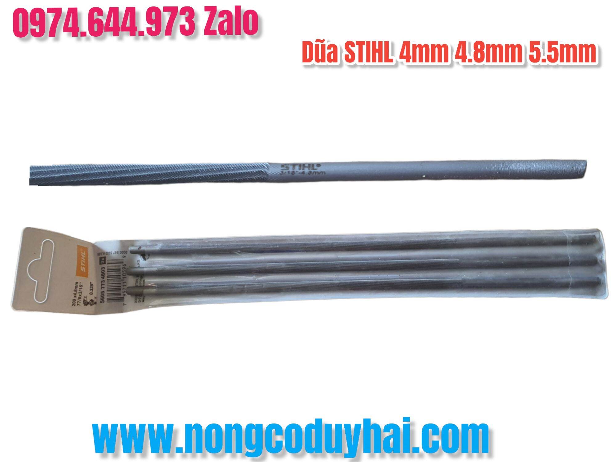dũa cưa xích stihl 4mm 4.8mm 5.5mm