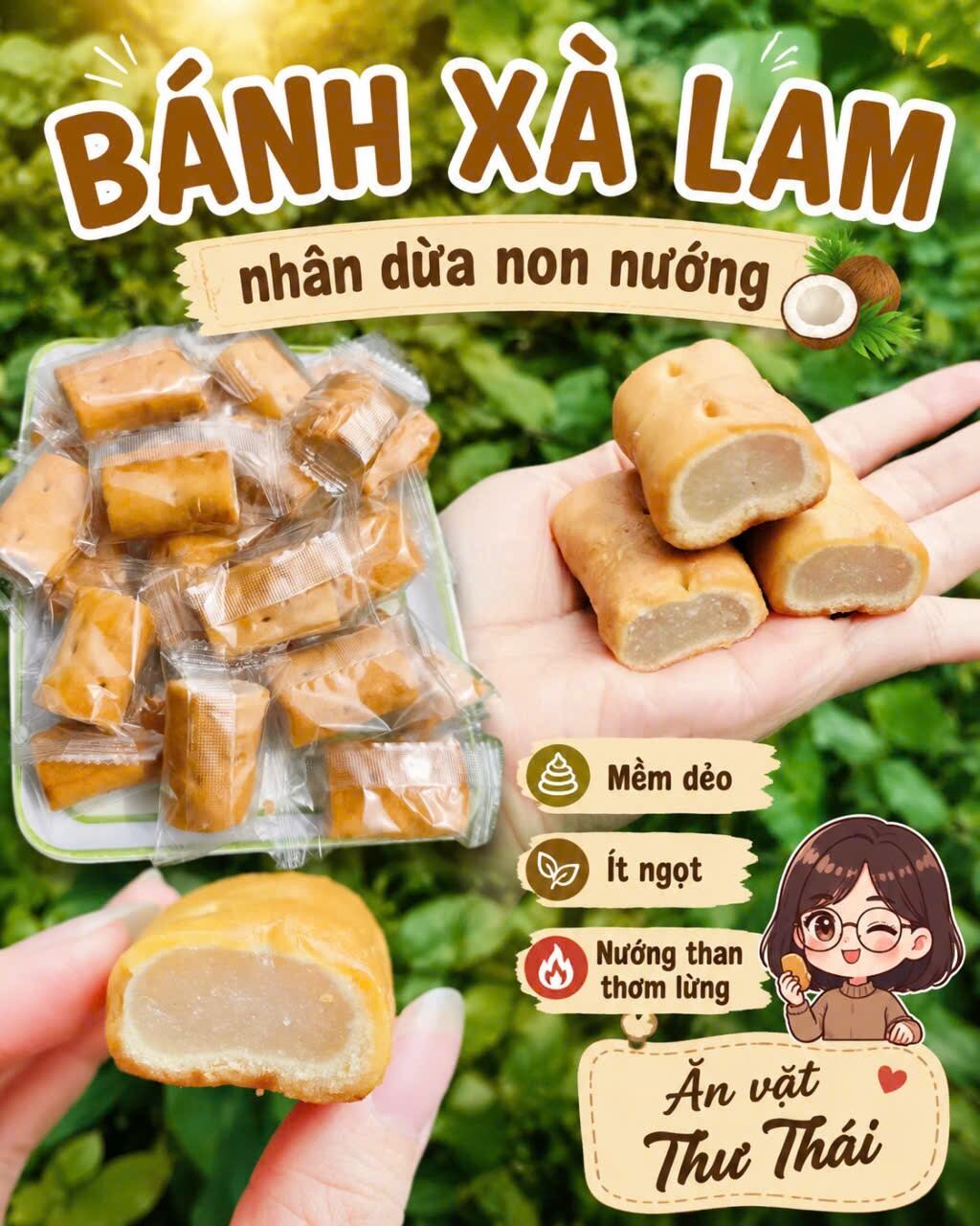 Bánh Xà Lam Cuộn Nhân Dừa Non Nướng Thơm Lừng Mềm Dẻo Và Ít Ngọt Sản Phẩm Chất Lượng Cao