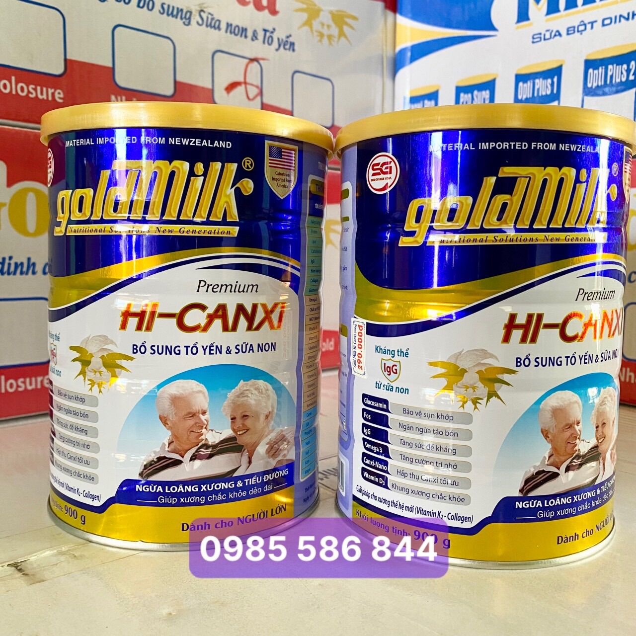 2 Hộp - SỮA CHO NGƯỜI GIÀ NGĂN NGỪA LOÃNG XƯƠNG và TIỂU ĐƯỜNG - Sữa bột Goldmilk Hi-Canxi 900g - SỮA DÀNH CHO NGƯỜI GIÀ