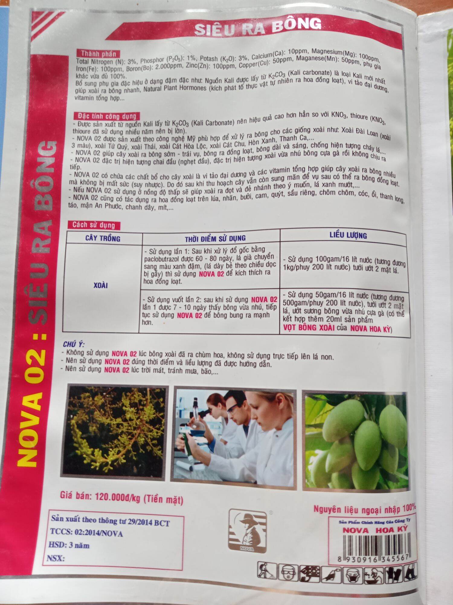 Siêu ra bông (chuyên xoài) kg, công ty nova hoa kỳ