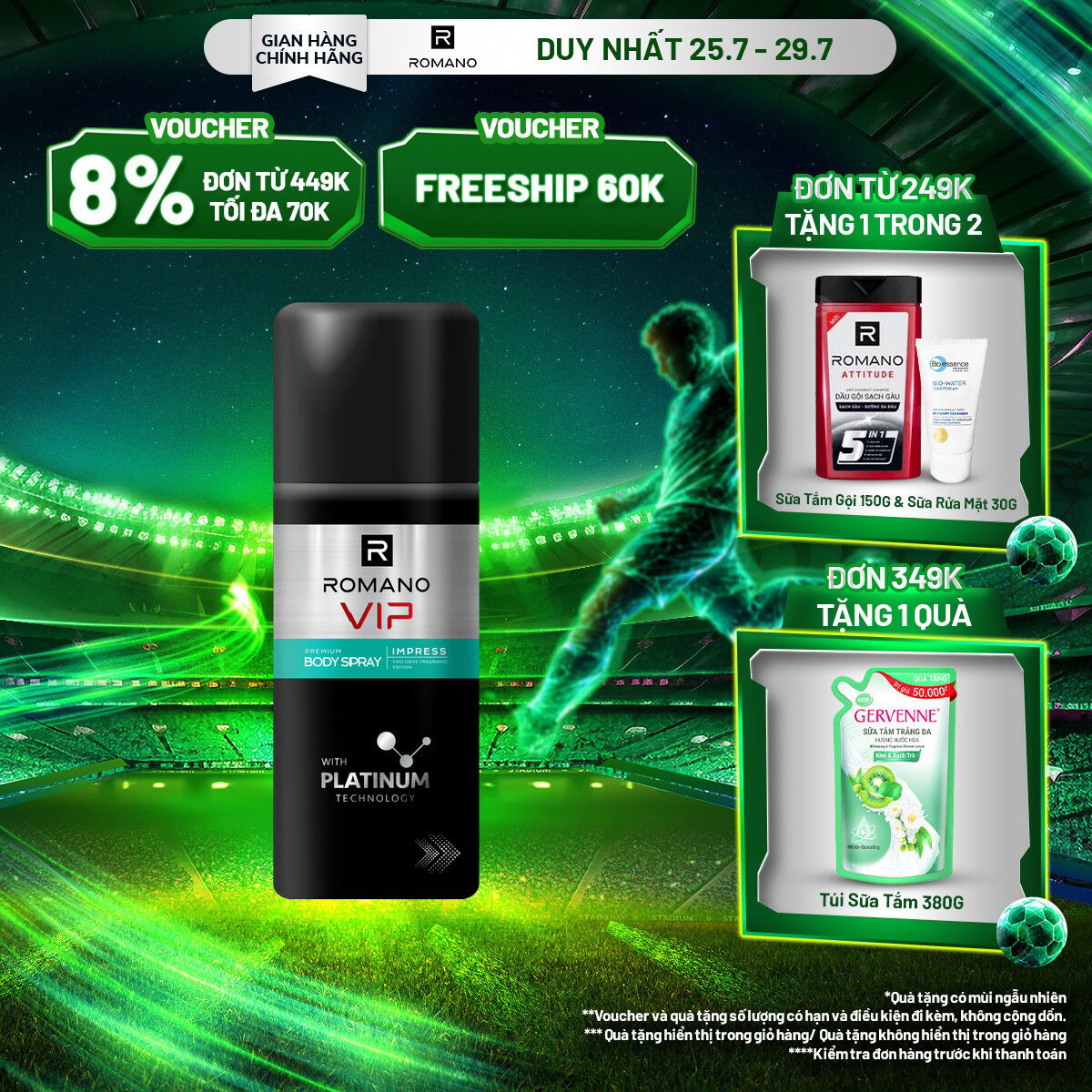 Xịt khử mùi Romano VIP IMPRESS 150ML