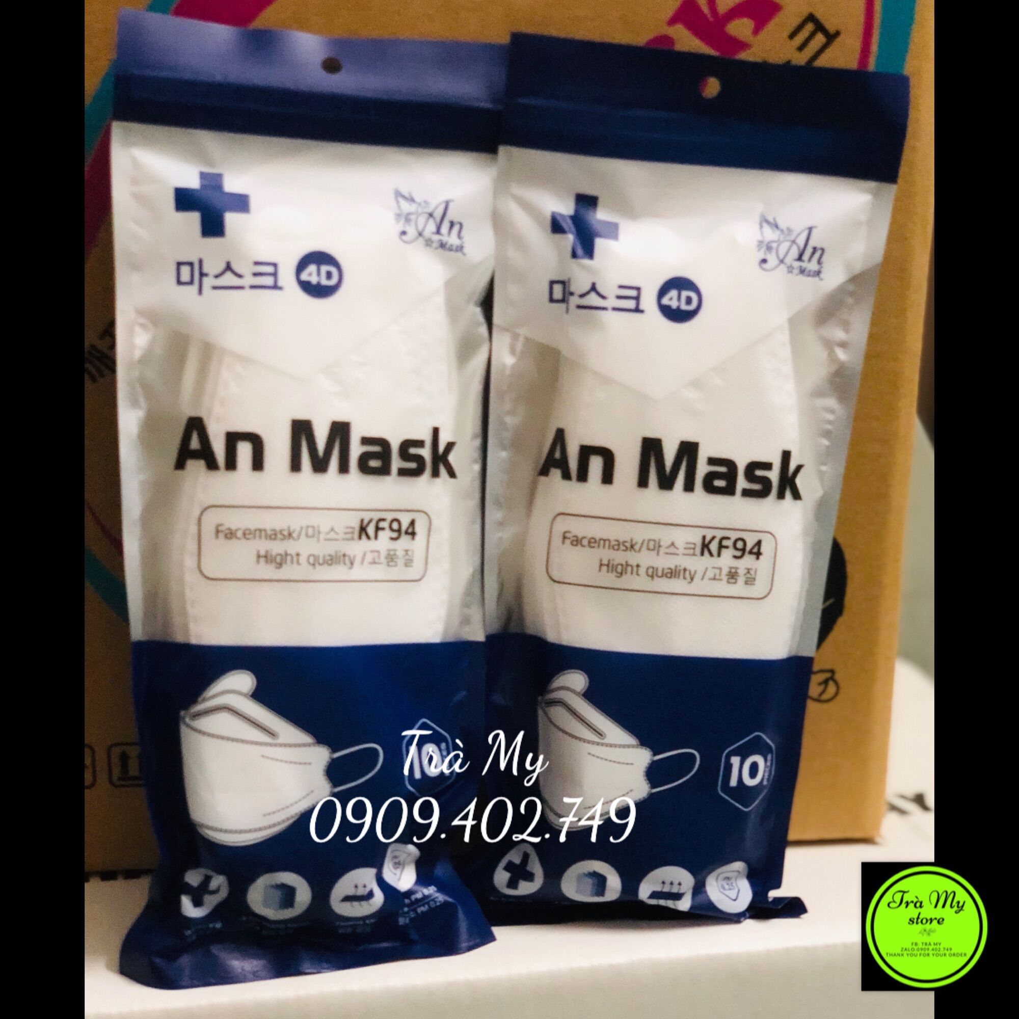 Set 50 cái khẩu trang 4d mask kf94 công nghệ dập hàn quốc hàng chính hãng công ty có logo an mask