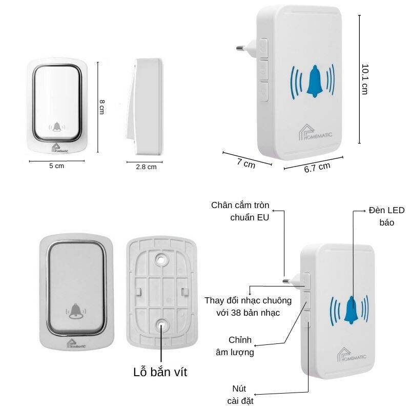Chuông Cửa Thông Minh Wifi Không Dùng Pin Homematic ML001. 