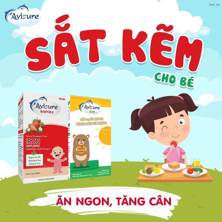 Kẽm Avisure Zio tăng cường sức đề kháng cho bé. 