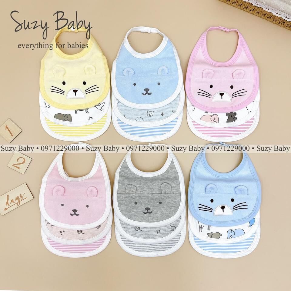 Set 3 yếm tròn bấm dây momcare cho bé