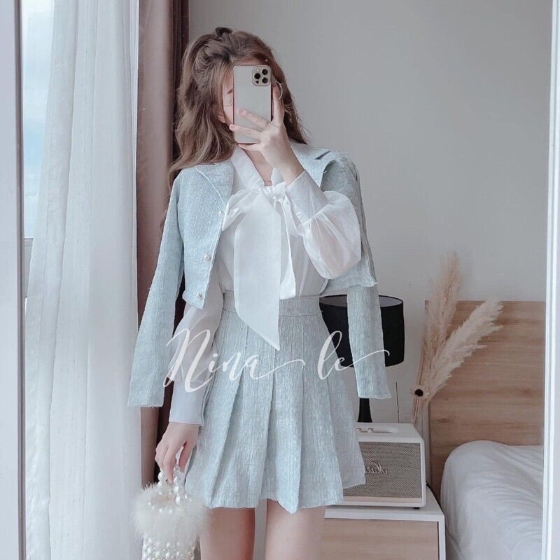Áo sơ mi cổ nơ tiểu thư, áo nữ kiểu