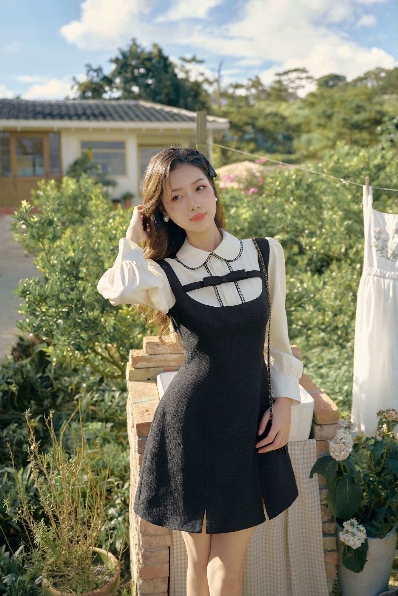 CÉLESTE - Váy Tweed đen Molly Dress