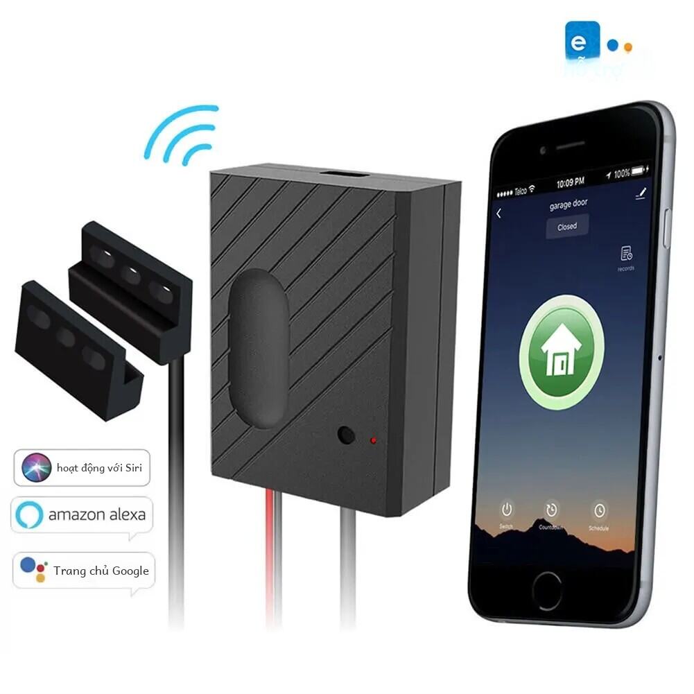 Ewelink Tuya Wifi Công tắc cửa nhà để xe thông minh Điều khiển từ xa không dây Tương thích với ứng dụng Alexa Google Home để tự động hóa gia đình