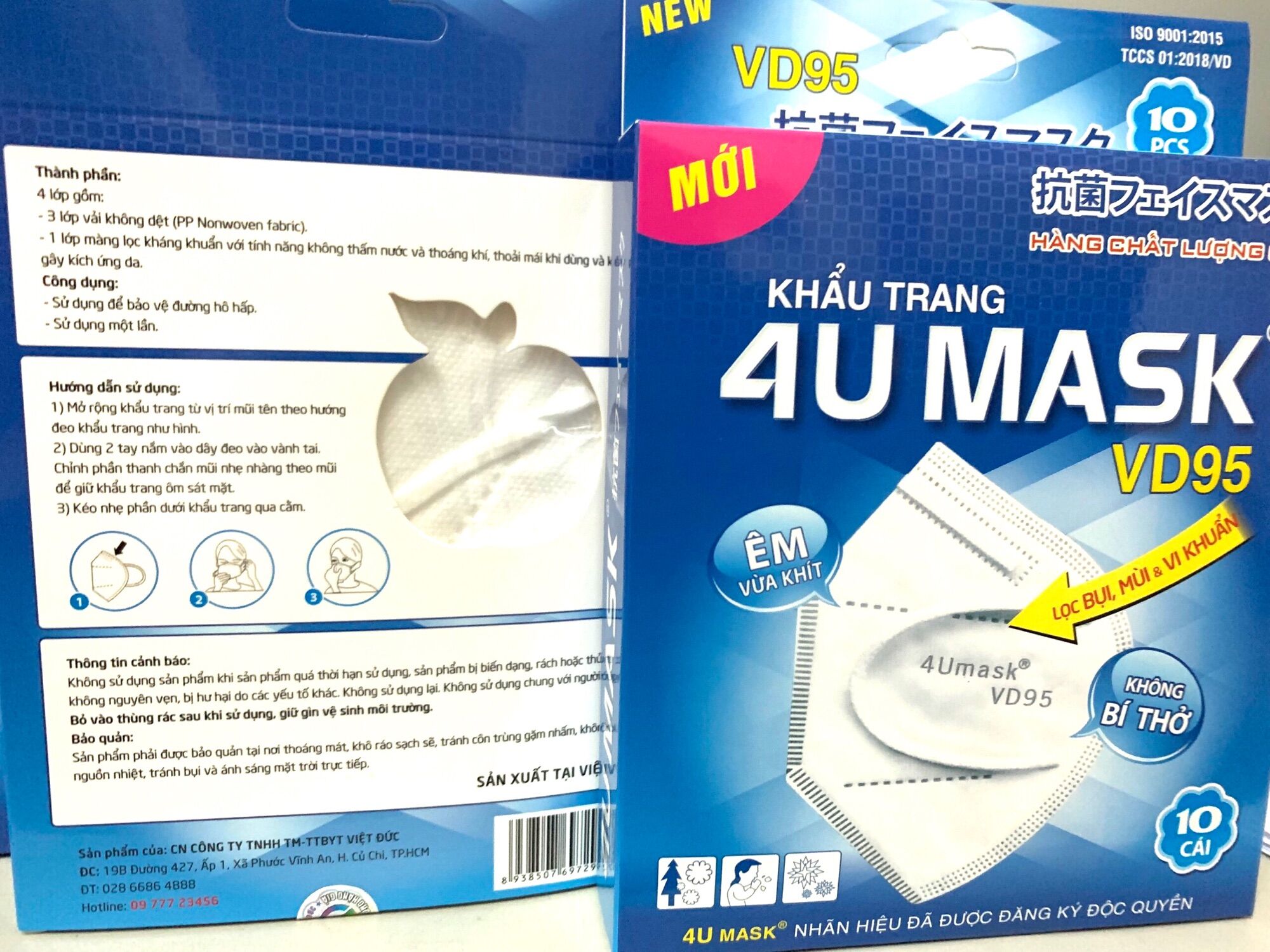 Khẩu trang y tế - khẩu trang - lọc bụi mùi & vi khuẩn - êm vừa khít - không bí thở - hộp 10 cái