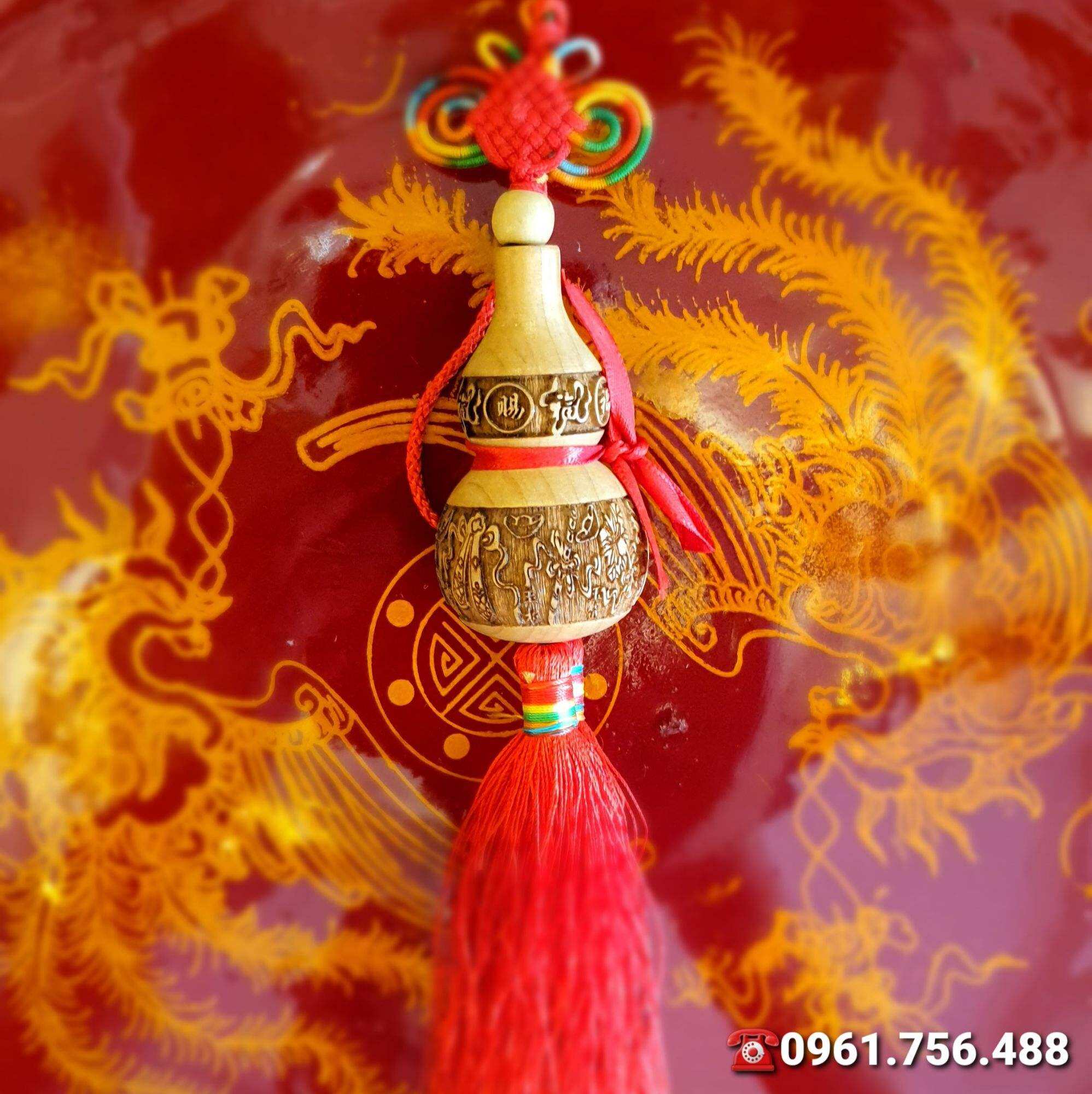 Hồ lô phong thủy- Hồ lô gỗ trạm hoa văn