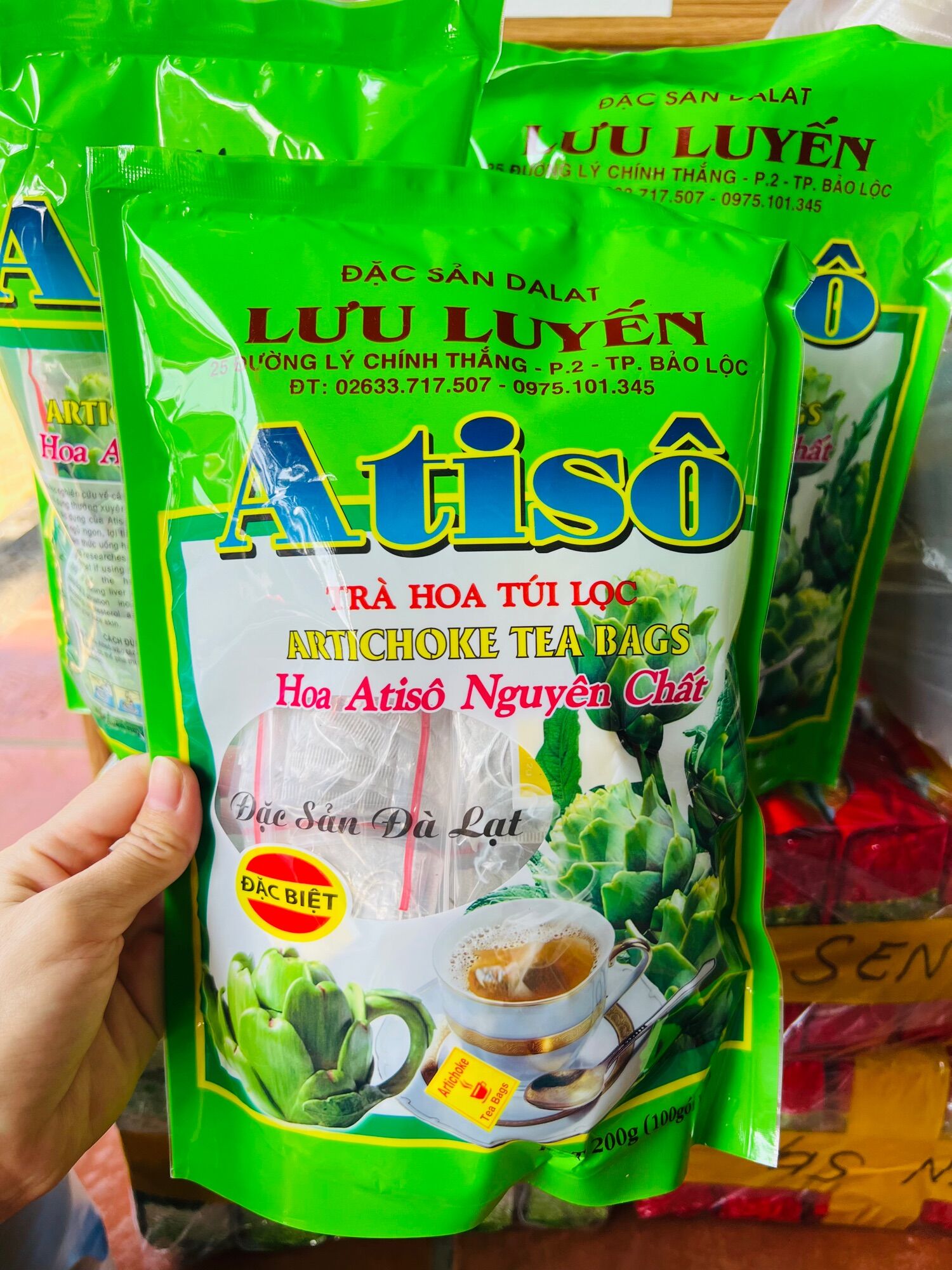 Trà hoa atisô túi lọc lưu luyến-100 túi lọc- trà hoa atisô nguyên chất- đặc sản đà lạt 200g
