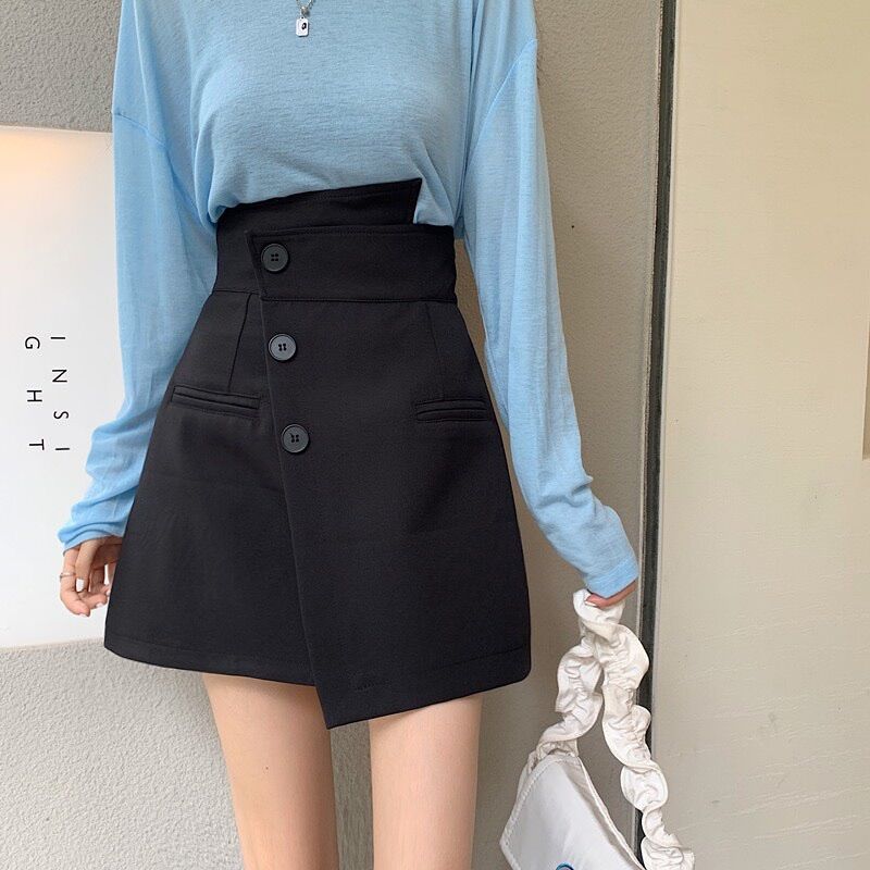 Chân váy 3 nút tà lệch vải for xinh