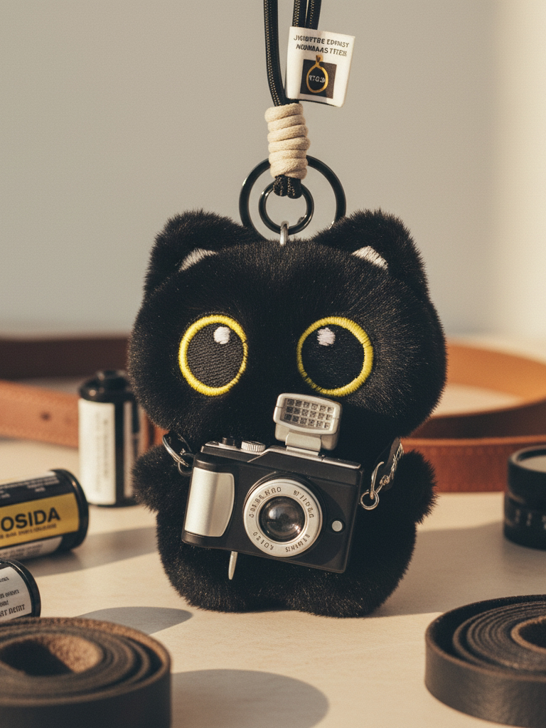 YOSIDA Premium Camera Black Cat Bag Charm Plush Doll Toy Valentine's Birthday Gift for Women Cartoon Image 360 Degree Rotatable Giá 896,000 Đồng*Miễn phí vận chuyển