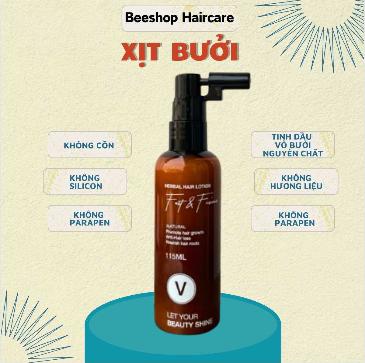 Xịt bưởi nguyên chất, vitamin e, dầu argan ngăn rụng tóc, kích mọc tóc vyvyhaircare 100ml