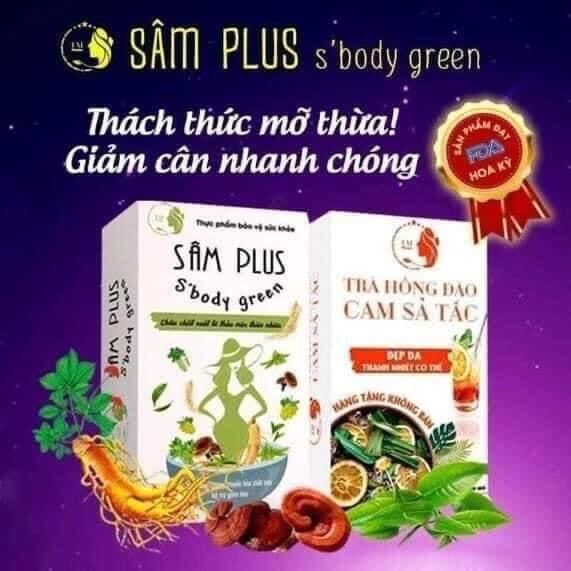 Sâm Plus S’body green KẸO GIẢM CÂN ( 1 hộp nguyên tặng Hồng trà đào) cao cấp