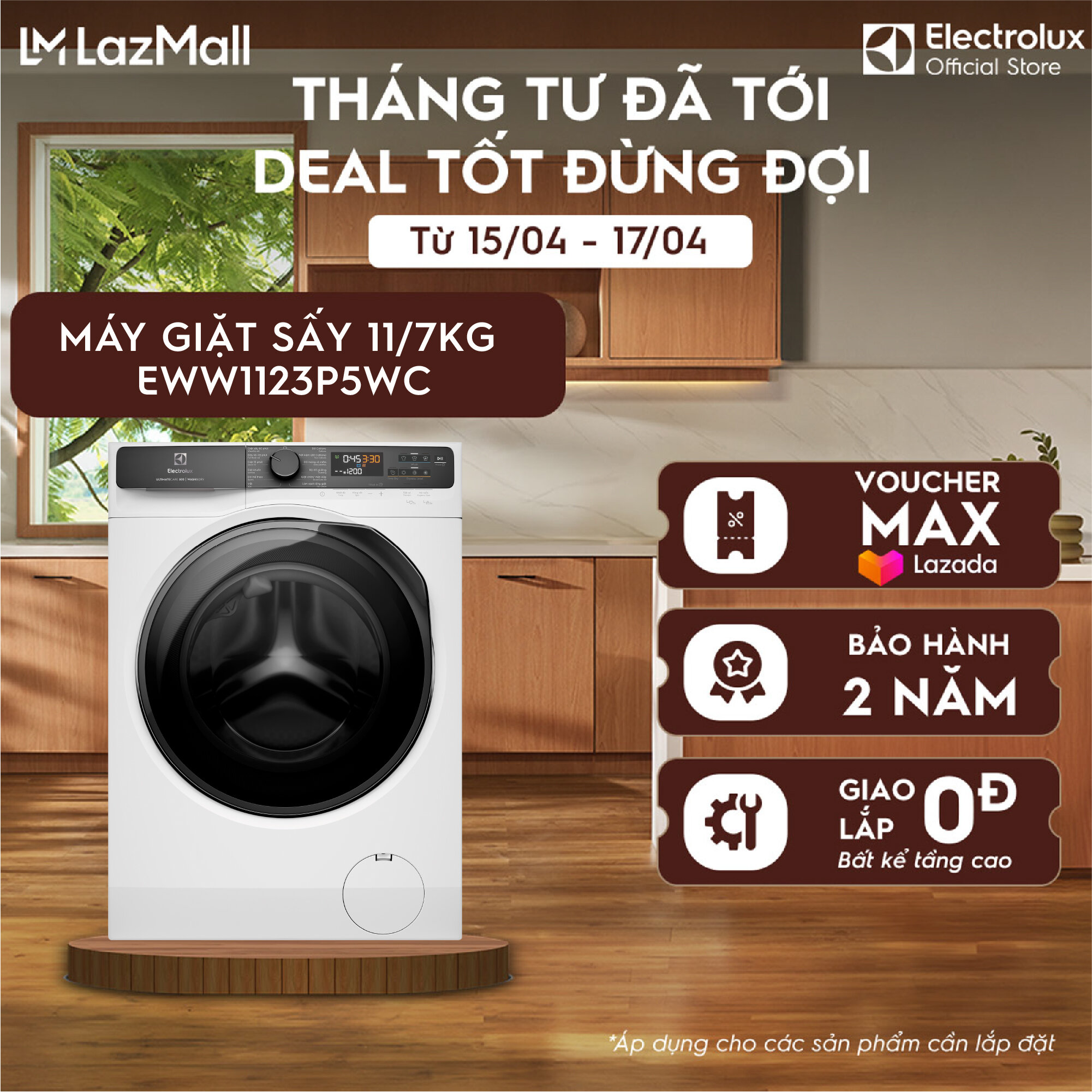[MỚI] Máy giặt sấy Electrolux 11/7kg UltimateCare 500 EWW1123P5WC Inverter - Free Giao lắp