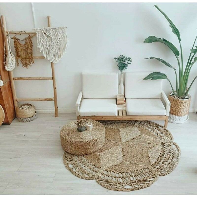 [HCM]Thảm cói hoa 120cm [HÀNG LOẠI 1]