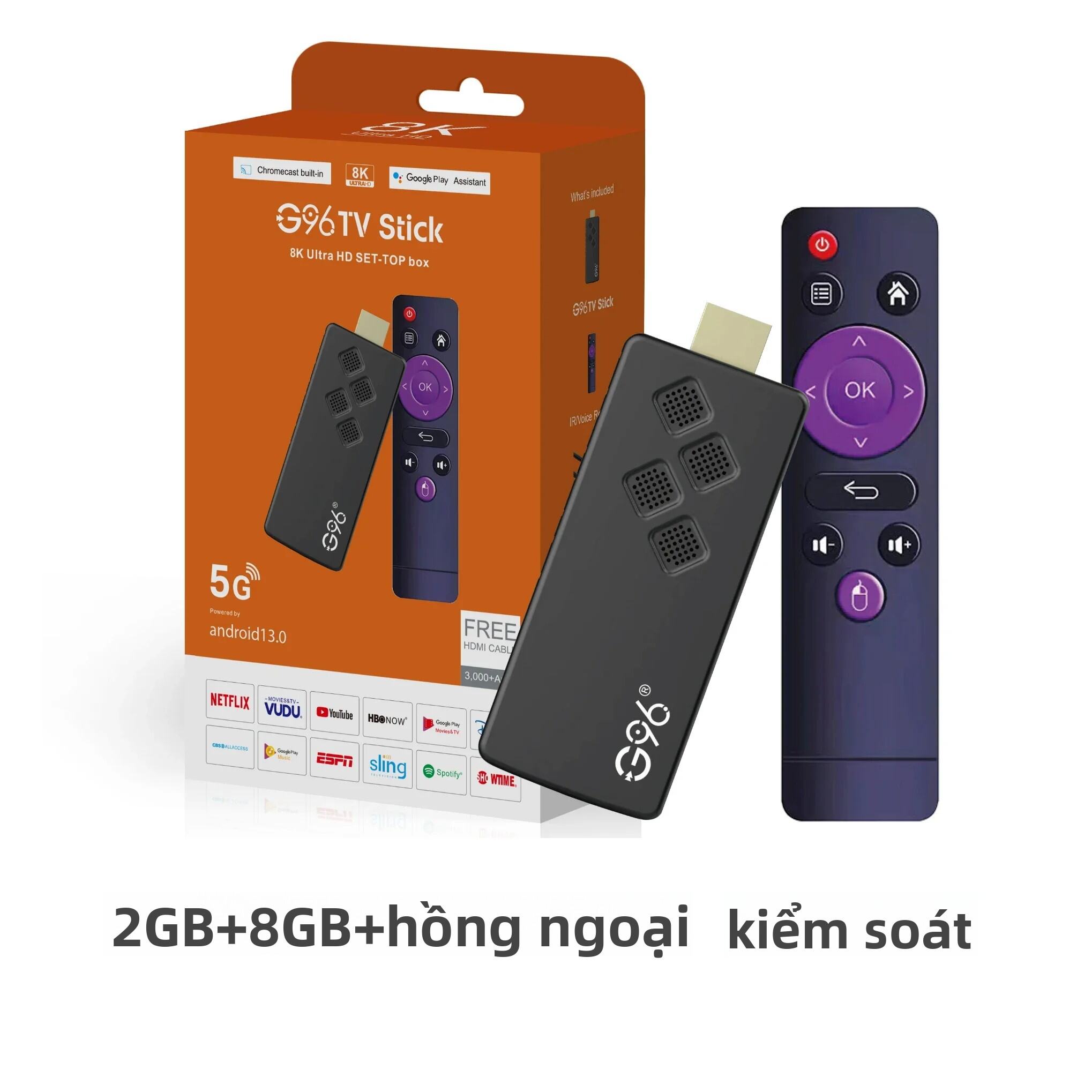 G96 Q2 4K Android 13.0 TV Stick Với Google Assistant Allwinner H313 Bộ Phát Trực Tuyến Đa Phương Tiệ