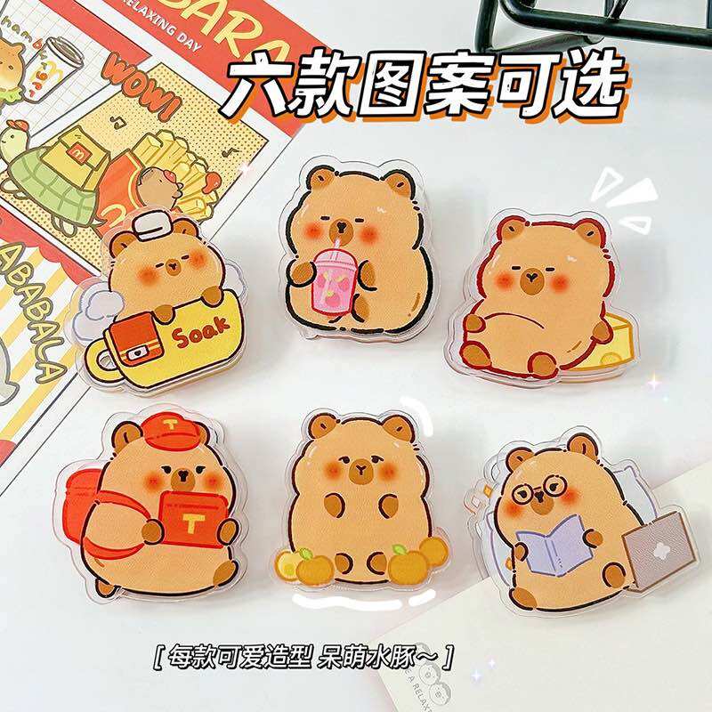 Kẹp giấy 2 mặt Acrylic hoạ tiết Capybara chuột lang nước