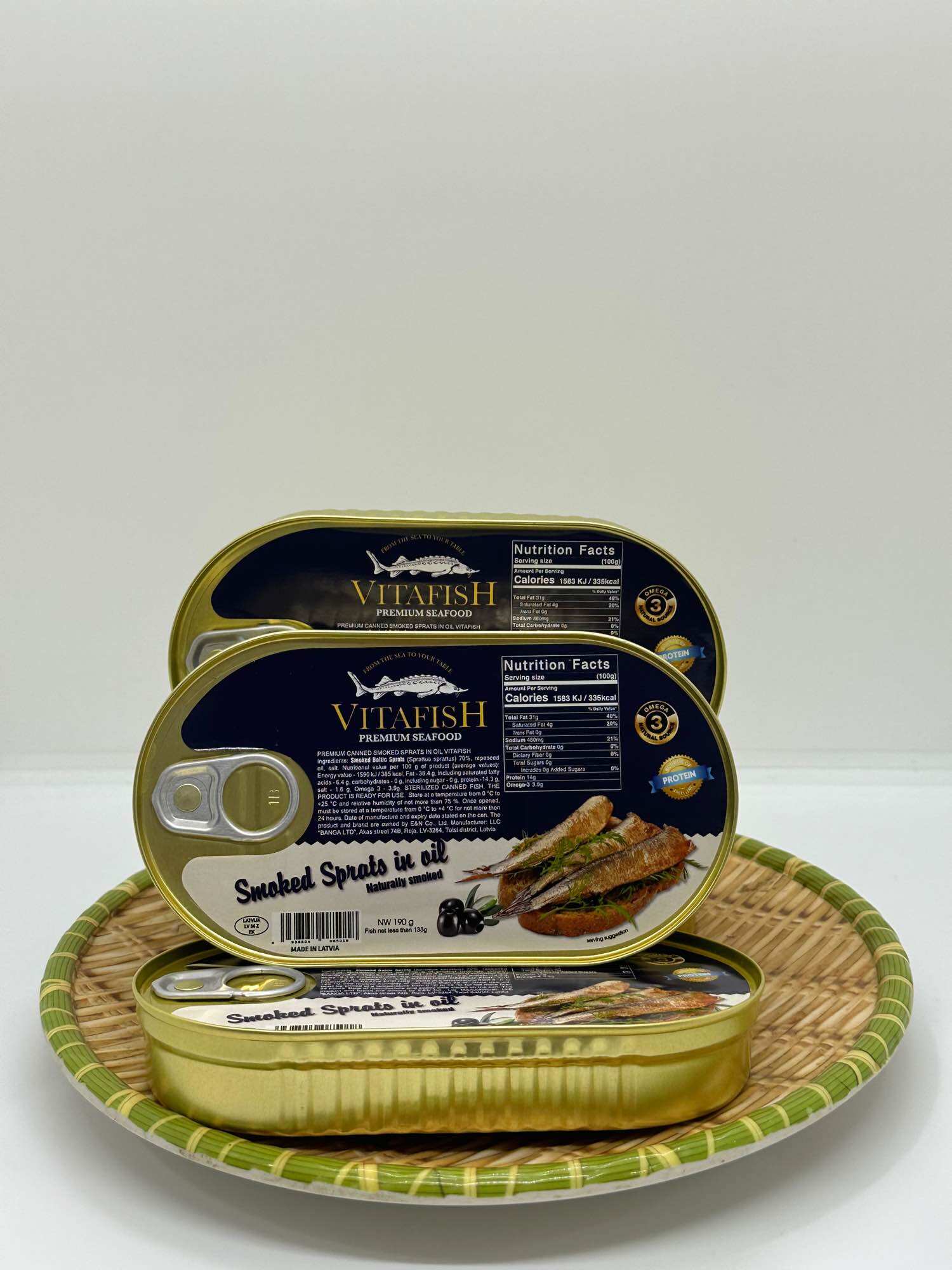 Cá trích ngâm dầu Vitafish 190g , Cá trích hun khói Nga