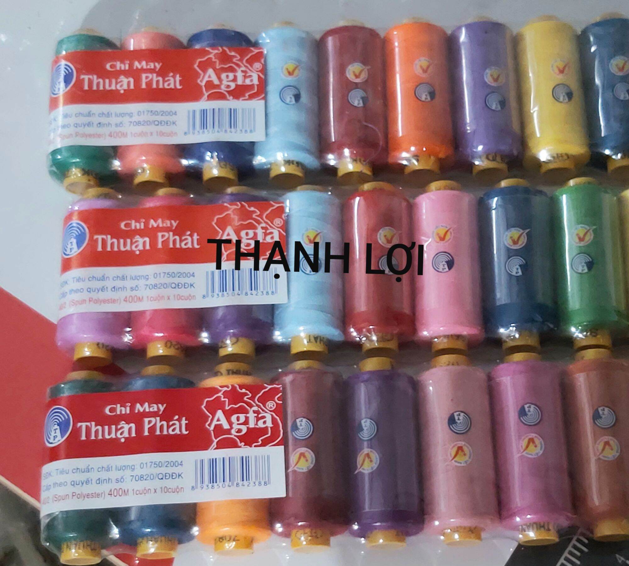 Vỉ 10 Cuộn Chỉ Agfa Thuận Phát Loại Tốt (Trắng, đen, đủ màu)