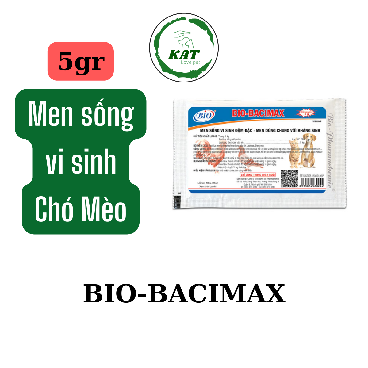 [5gr] Bio Bacimax Men Sống Vi Sinh Đậm Đặc Tăng Cường Hệ Tiêu Hóa Chó Mèo - Gói 5gr - KAT Store