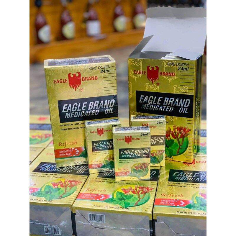 Lố 12 chai Dầu Gió Con Ó Vàng Singapore 24ml(Eagle Brand)